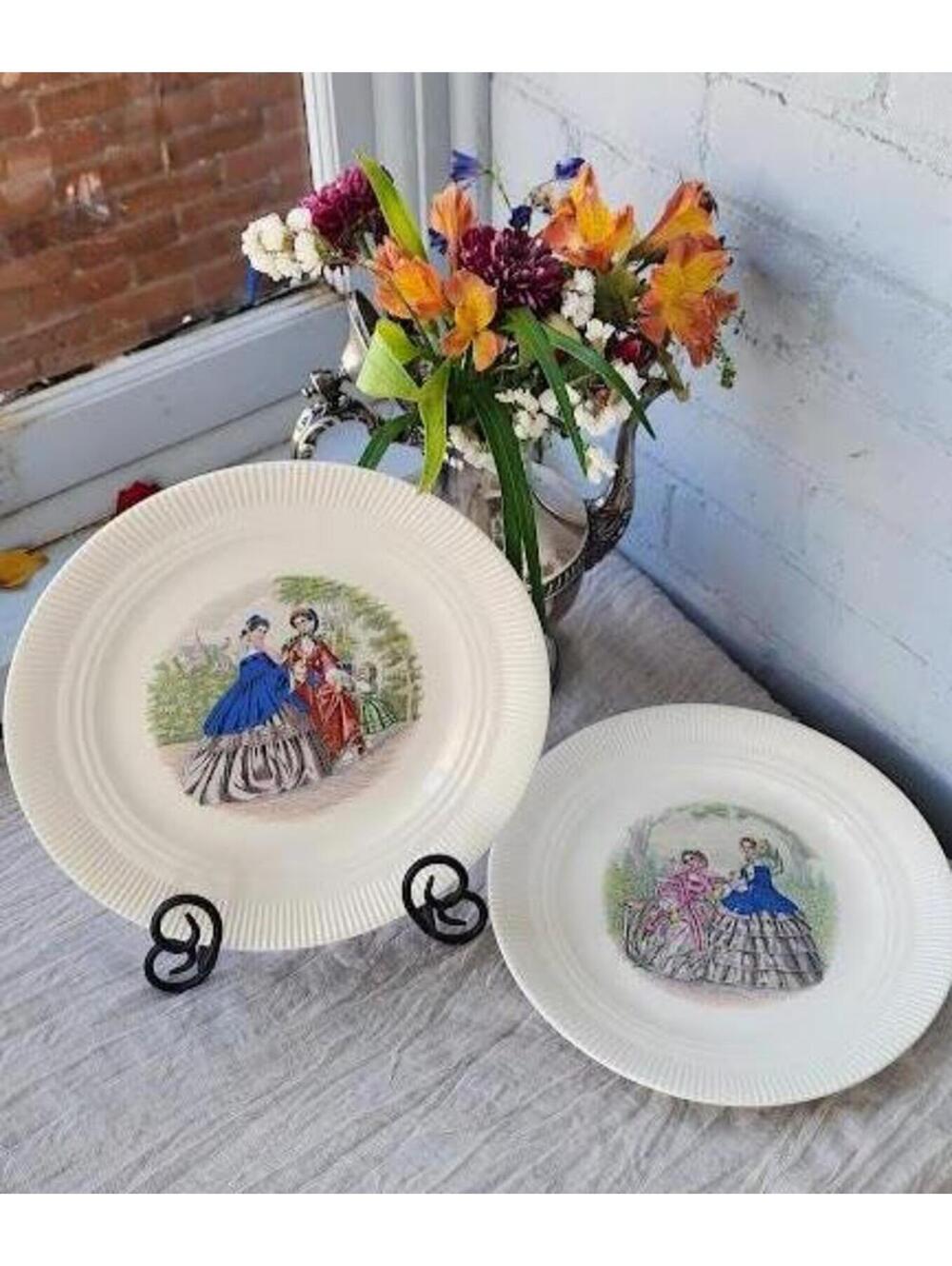 Vintage Salem Godey Prints Plates Set of 2